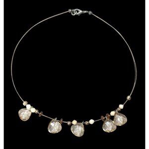 Neutral Glam Faceted Gemmed Beaded Necklace